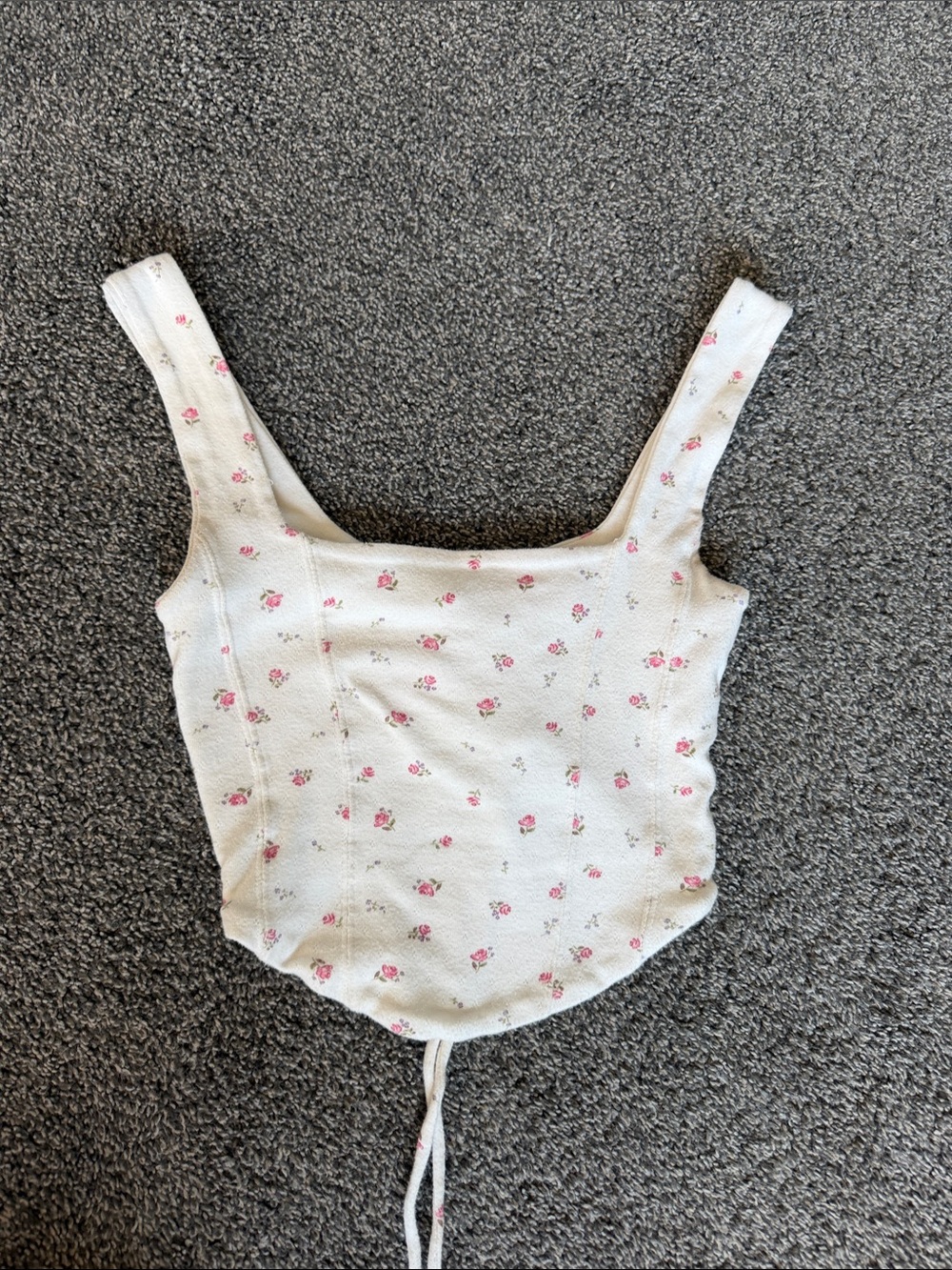 Cotton On White Crop Tank with Pink Floral Print